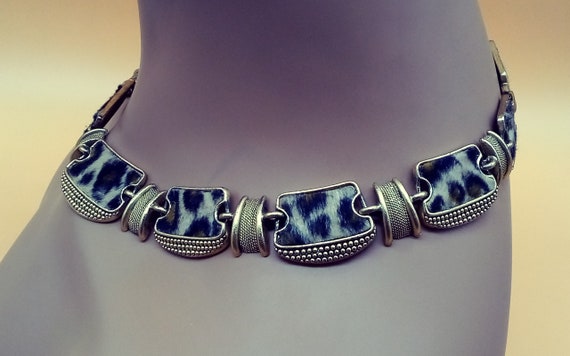 Cheetah leopard animal print panel link necklace - image 8
