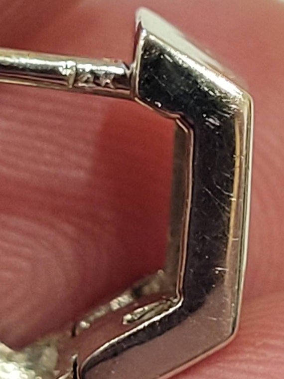 14k White Gold hinged hoop earrings with diamonds… - image 2