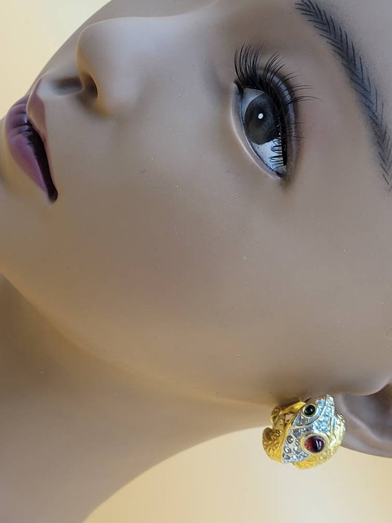 Vintage KJL Kenneth Jay Lane Jeweled Snake clip o… - image 9