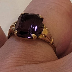 Vintage McGarth Hamin 10k gold filled purple stone ring, size 8.5