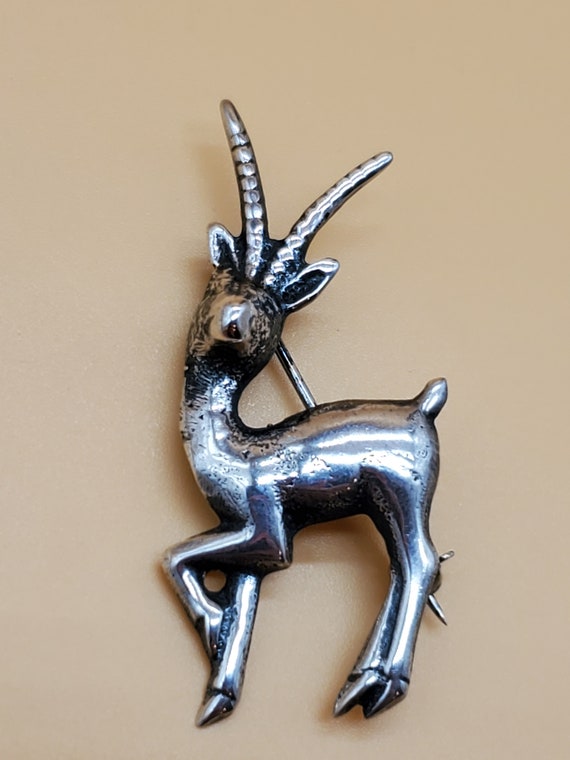 Vintage sterling Gazelle brooch - image 1
