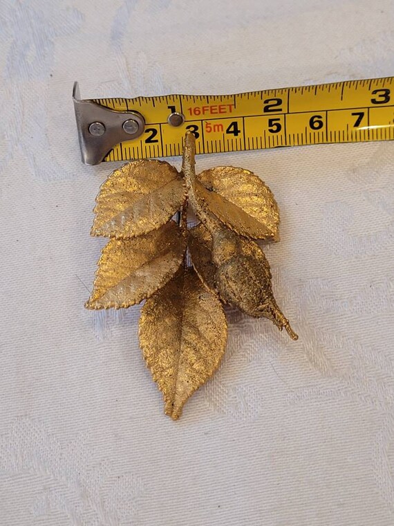 Vintage gold dipped natural rose bud with leaves … - image 4