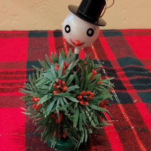 Vintage Hong Kong plastic Christmas Snowman tree Ornament