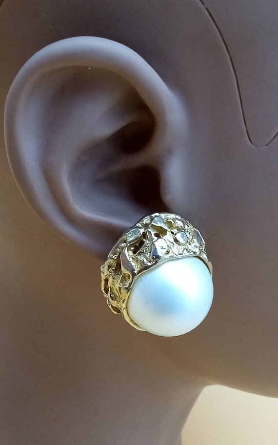 Vintage KJL Marvella large faux baroque pearl earr