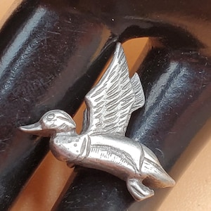 vintage pewter flying duck lapel pin