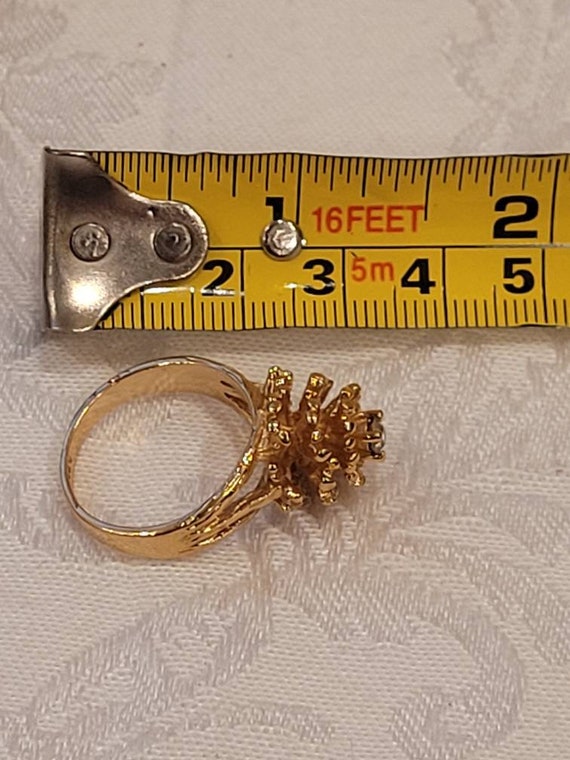 Vintage 18khge Esco Pineapple Ring With Clear Stone Etsy Israel
