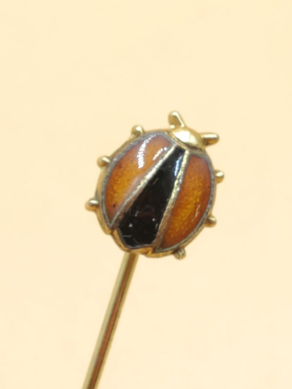 vintage enamel ladybug stick pin - image 1