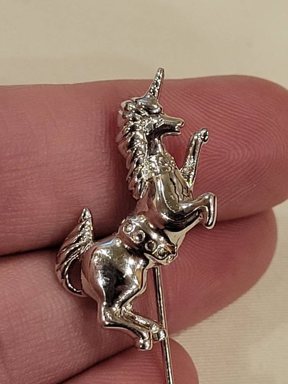 Vintage Monet silver tone unicorn stick pin - image 1