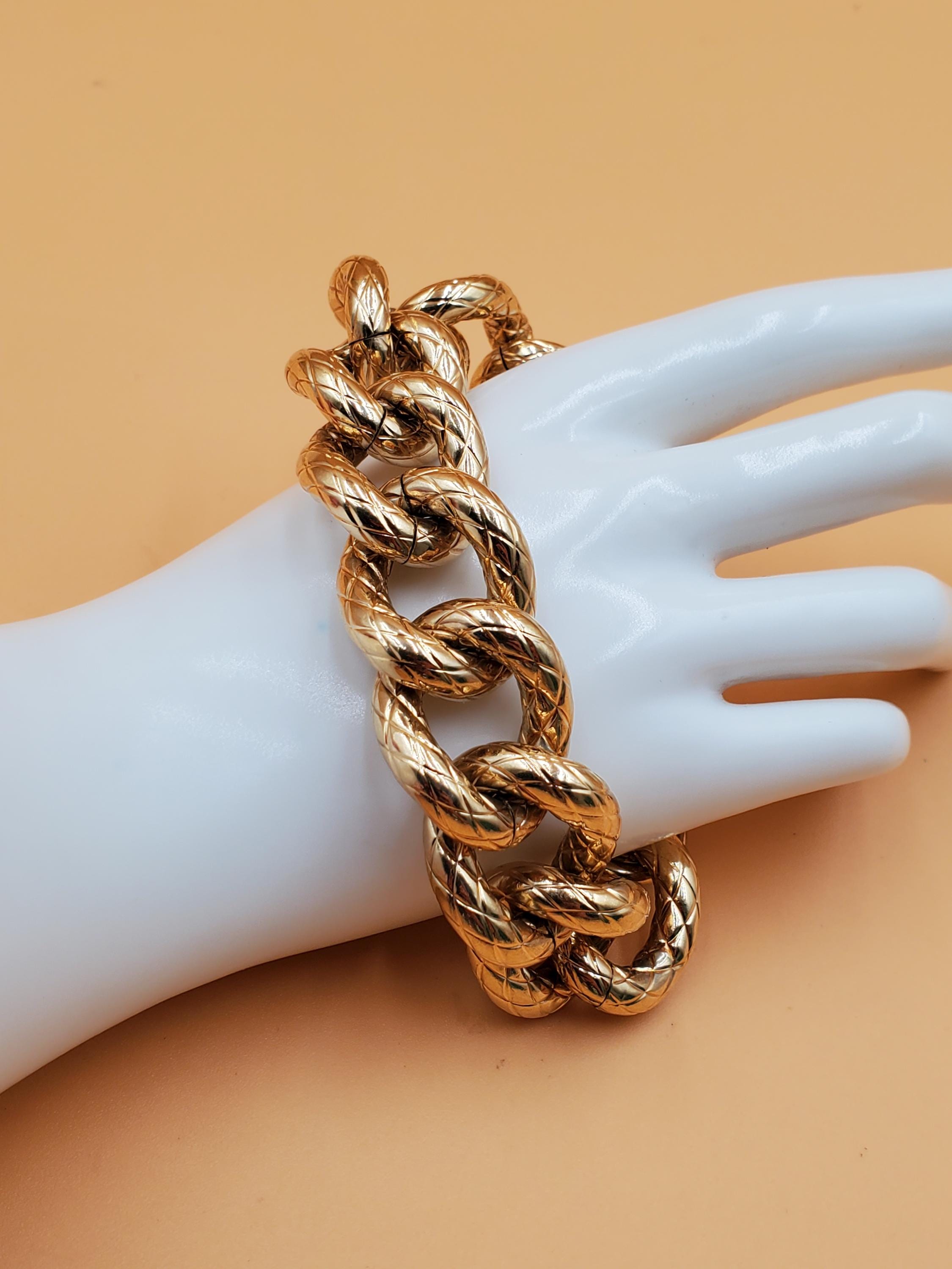 Vintage Romanza Italy Gold Plated Chunky Textured Curb Chain