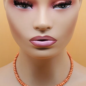 Vintage salmon coral beaded necklace with gf clasp