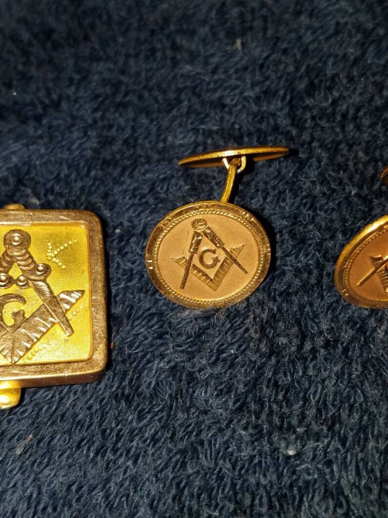 Antique Gold Filled Masonic Cufflinks With Matching Pin Etsy