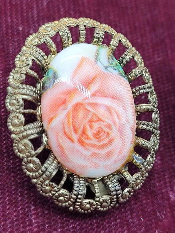 Vintage W Germany glass flower clip on earrings Gem