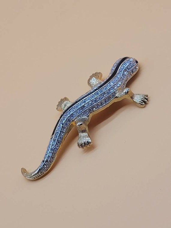 Huge vintage Rhinestone Lizard brooch - image 8