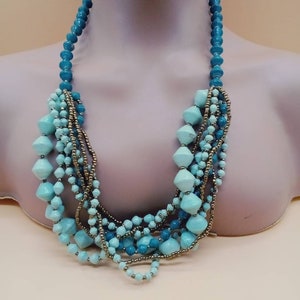 Teng Yue Chunky green and bronze tones beaded necklace