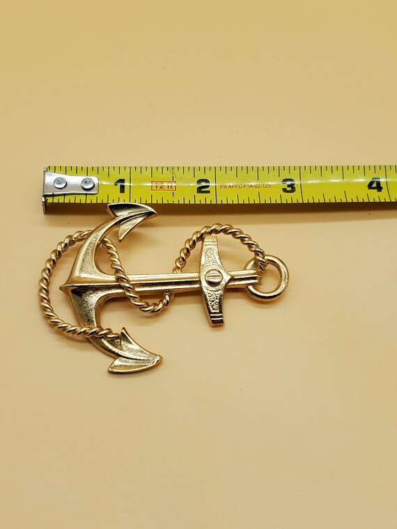 vintage rare large Napier gold tone anchor brooch - image 10