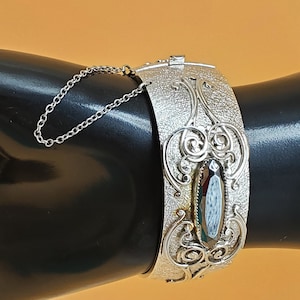 Vintage Whiting & Davis silver tone Hematite bangle bracelet