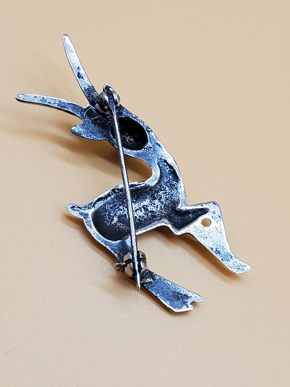 Vintage sterling Gazelle brooch - image 6