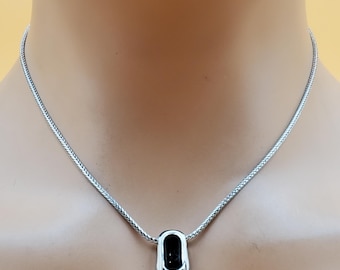 vintage Brighton silver tone chain necklace with enamel shoe pendant