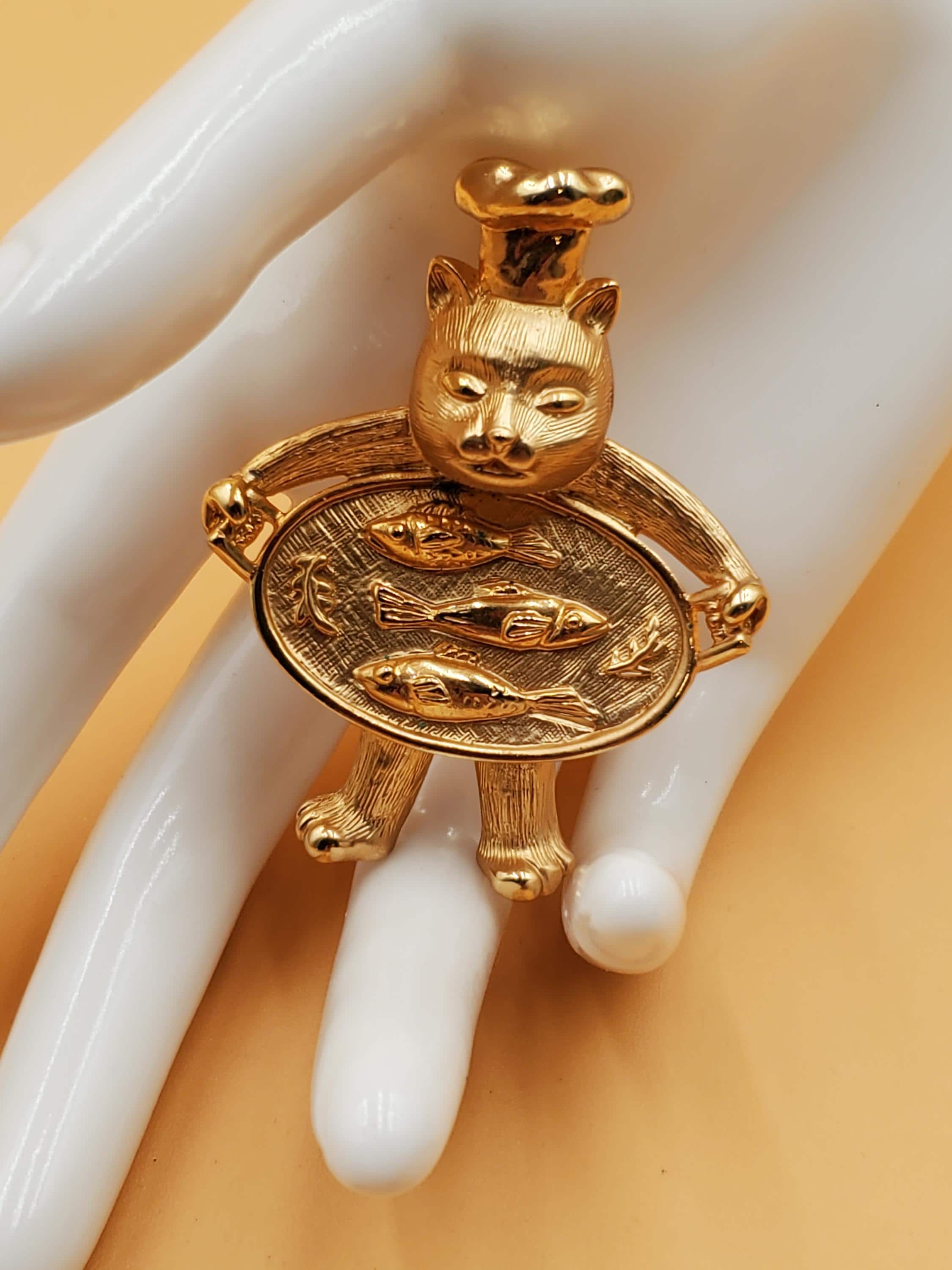 ヴィンテージ JJ 猫シェフブローチ - Etsy 日本