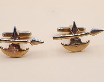 Vintage Hickok USA gold tone battle axe cufflinks