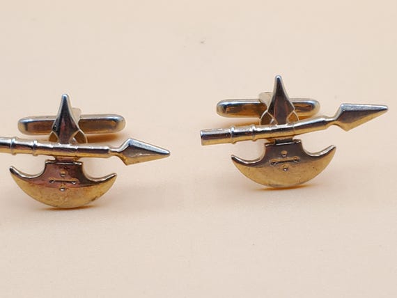 Vintage Hickok USA gold tone battle axe cufflinks