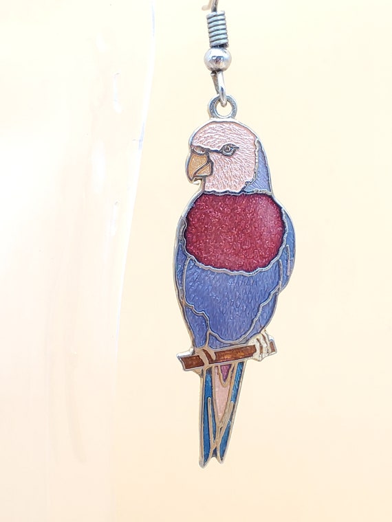 Vintage cloisonne parrot bird earrings