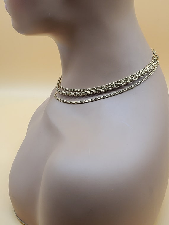 vintage Monet 3 strand gold tone choker necklace - image 5