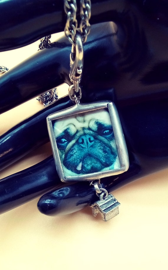 Pug dog pendant necklace