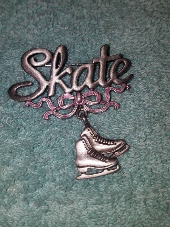 Vintage JJ signed Ice Skating brooch,  JJ Jonette… - image 2