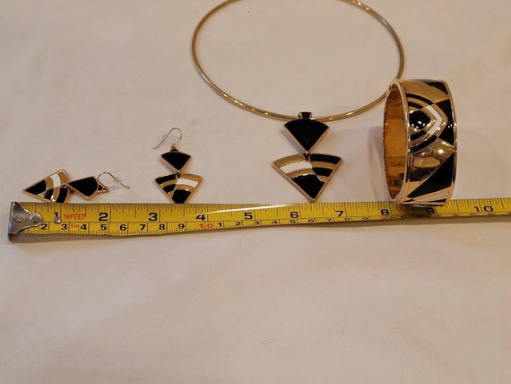 Vintage MMA CN Gold Plated Enamel Jewelry Set, MMS Enamel