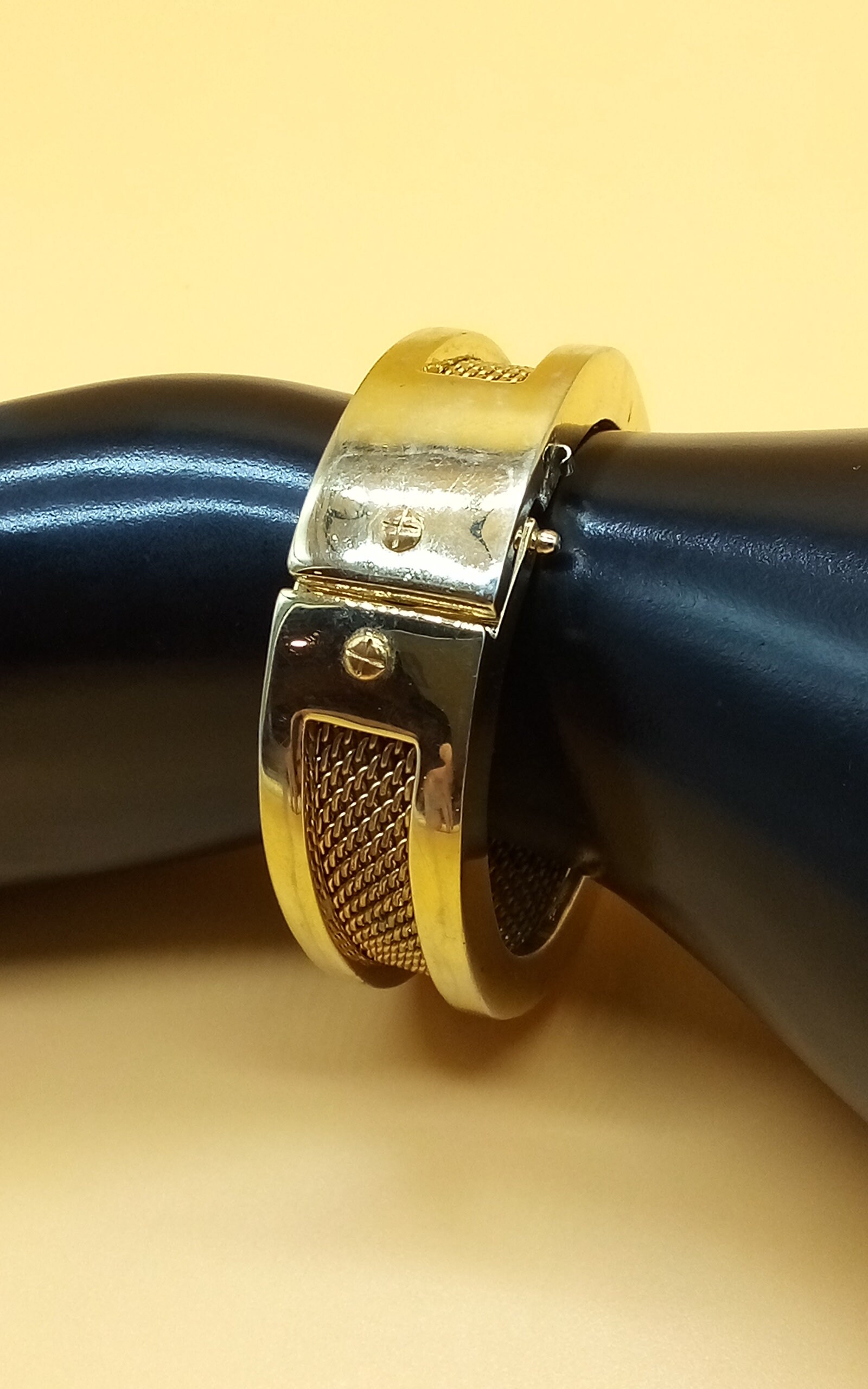 Buy Vintage Ralph Lauren Heavy Gold Tone Hinged Bangle Bracelet
