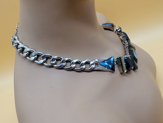Vintage Vivl chunky rhinestone chain necklace - image 3