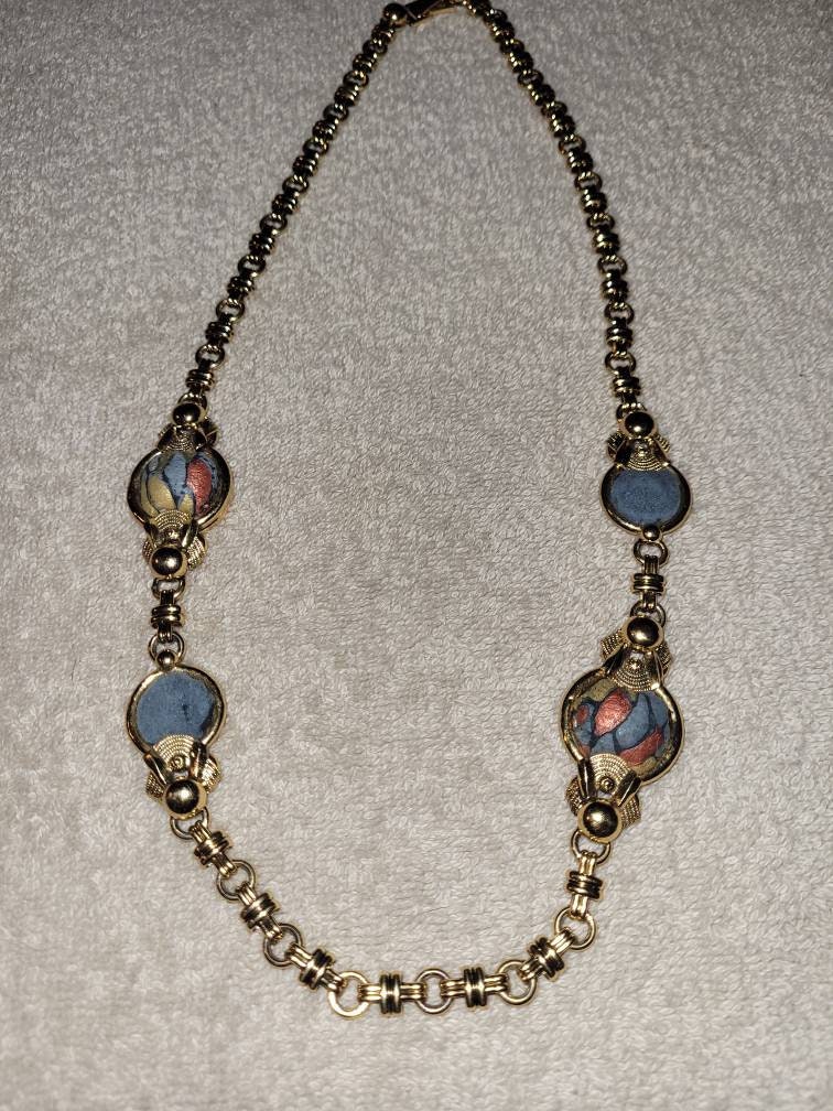 Collier Vintage En Métal Doré Studio M Due Bijoux - Occasion Bon état