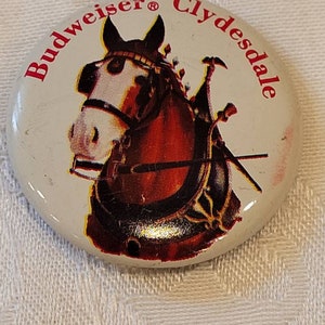 Vintage Budweiser Clydesdale pin back button