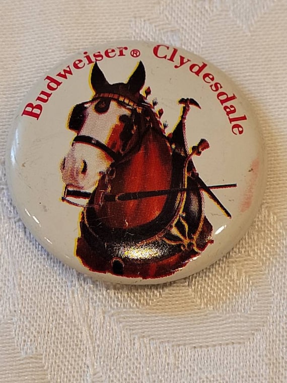Vintage Budweiser Clydesdale pin back button