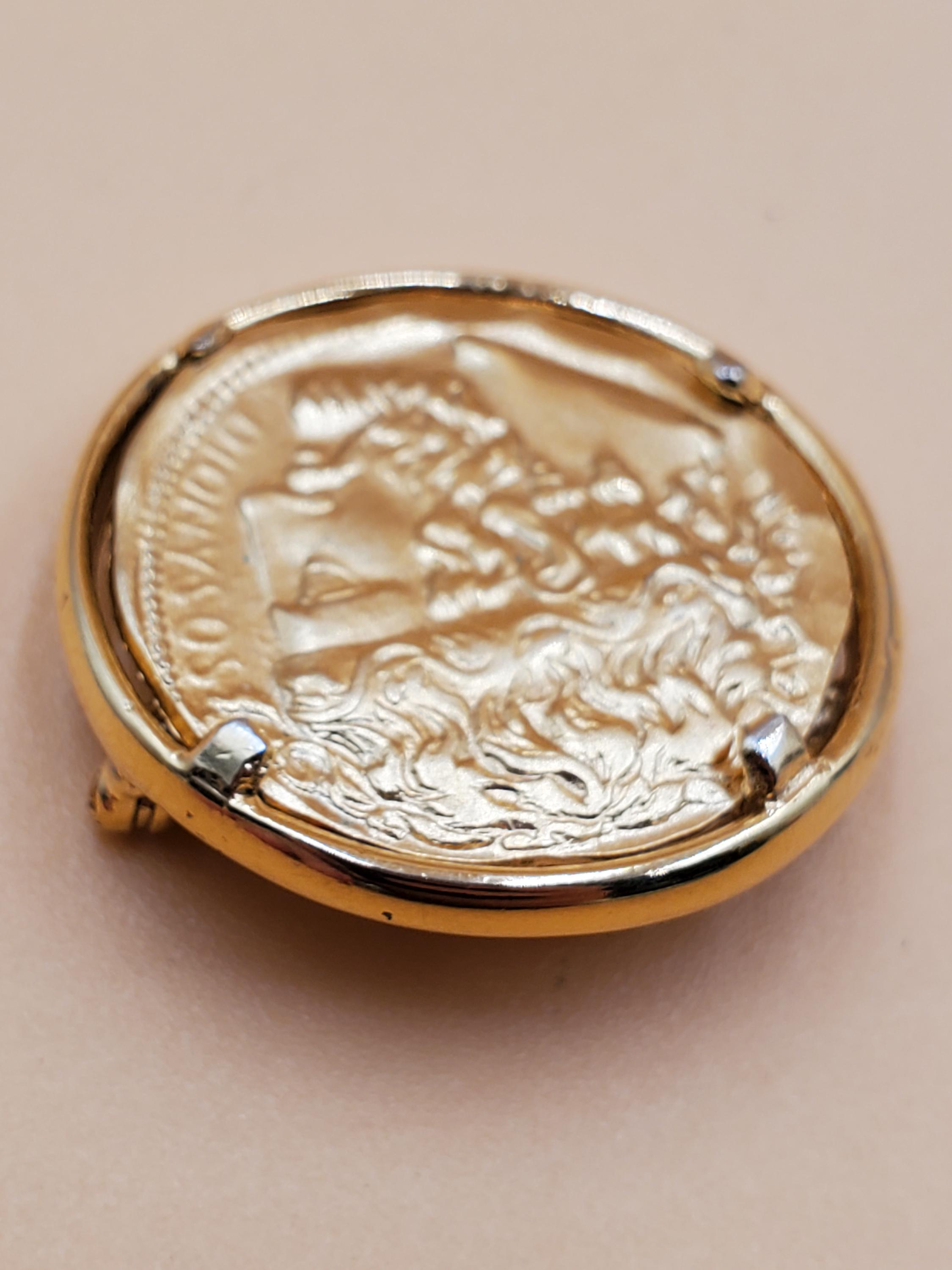 ヴィンテージ ネイピア フェイクギリシャコインブローチ