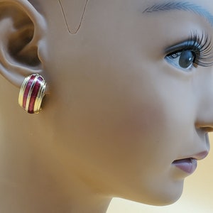 Vintage EB Berebi red enamel half hoop clip on earrings