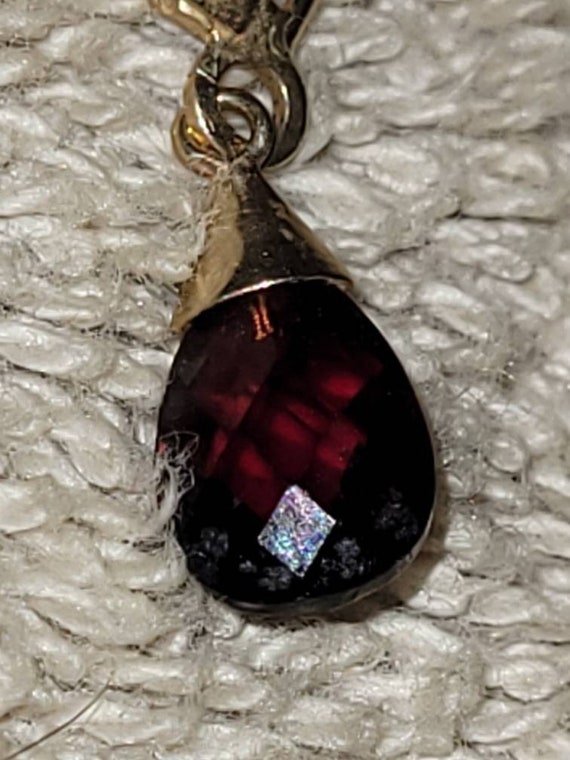 14k yellow gold pear shaped cut Garnet dangling e… - image 7