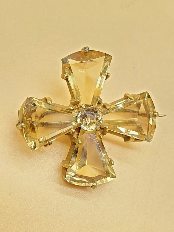 Antique Citrine Maltese cross brooch