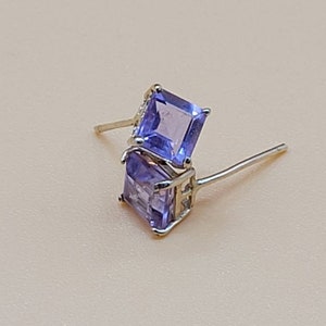 14k yellow gold princess cut Amethyst earrings