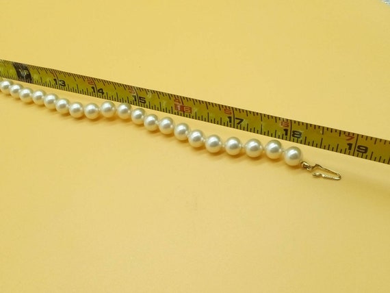Vintage 8mm faux pearl necklace with silver verme… - image 4