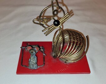 MCM vintage coiled Cat and Mouse desktop envelope holder