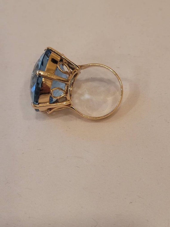 Vintage 14k yellow gold Huge Blue Topaz statement… - image 2