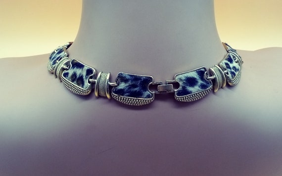 Cheetah leopard animal print panel link necklace - image 7
