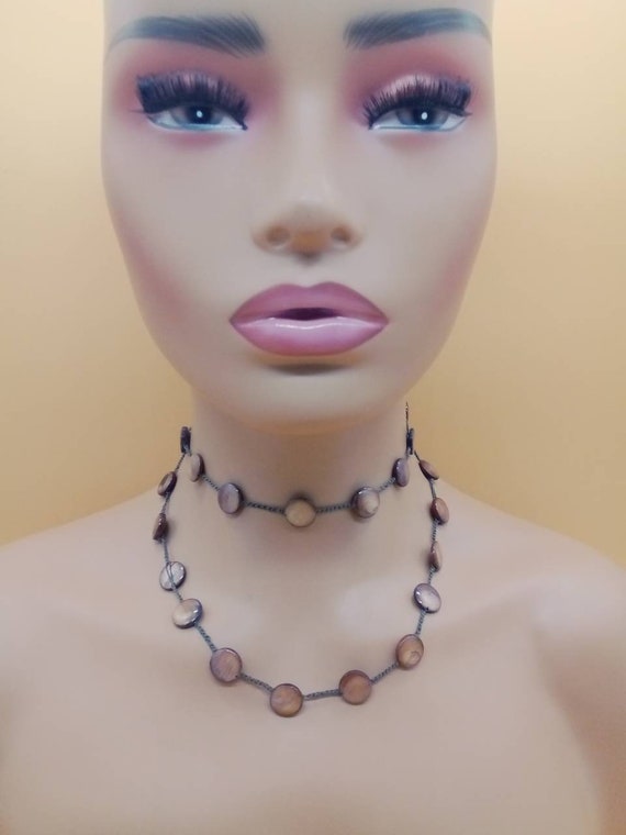 BOHO Chic brownish gold colored shell button bead… - image 1