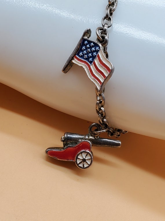USA flag and cannon patriotic charm bracelet