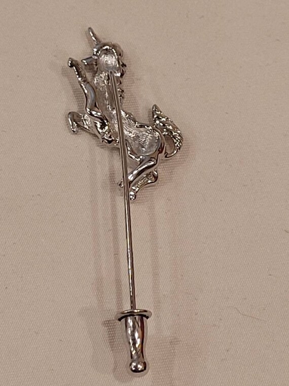 Vintage Monet silver tone unicorn stick pin - image 8