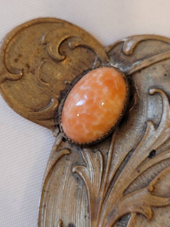 Vintage antique faux coral brooch - image 5