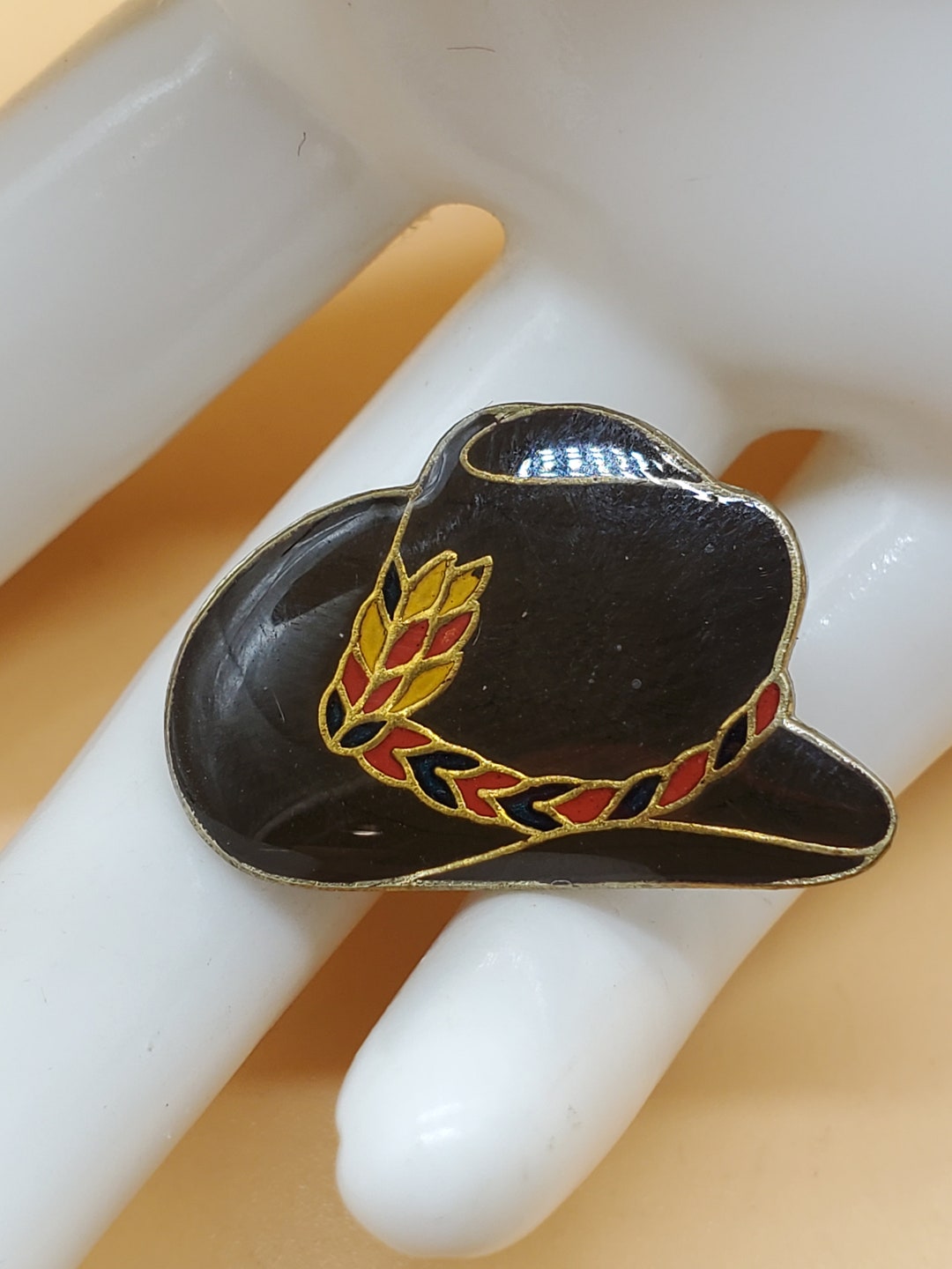 Vintage Enamel Native American Cowboy Hat Pin - Etsy