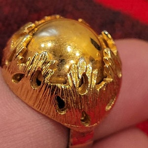Vintage Monet Gold tone dome statement ring, adjustable